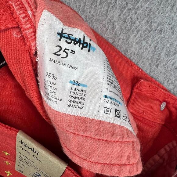 Ksubi Jeans Womens 25 Lobster Orange Spray On Smoke Denim Skinny Ankle Crop Leg - Picture 11 of 13